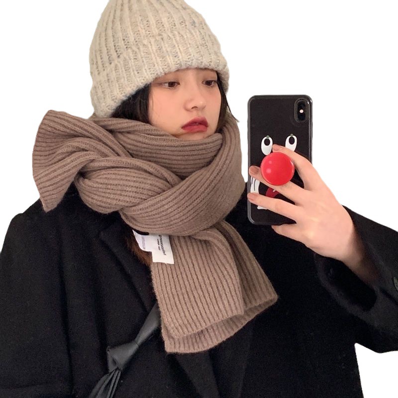 Sciarpa calda per le donne in autunno e inverno Versatile collo di lana lavorato a maglia per coppia Edizione coreana Addensato Nuovo studente_voghion.com