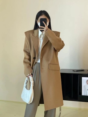 双面羊绒大衣女装秋冬2022新款高级设计感中长款女羊毛外套