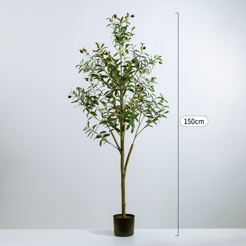 Planta artificial olivo olla casa sala de estar piso interior gran planta verde ventana centro comercial decoración árbol falso