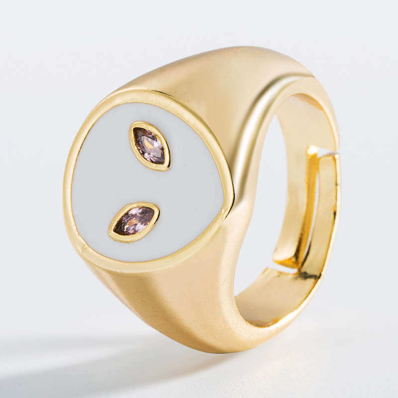 retro simple drip oil-plated Devilu0027s eyes alien shape copper open ring