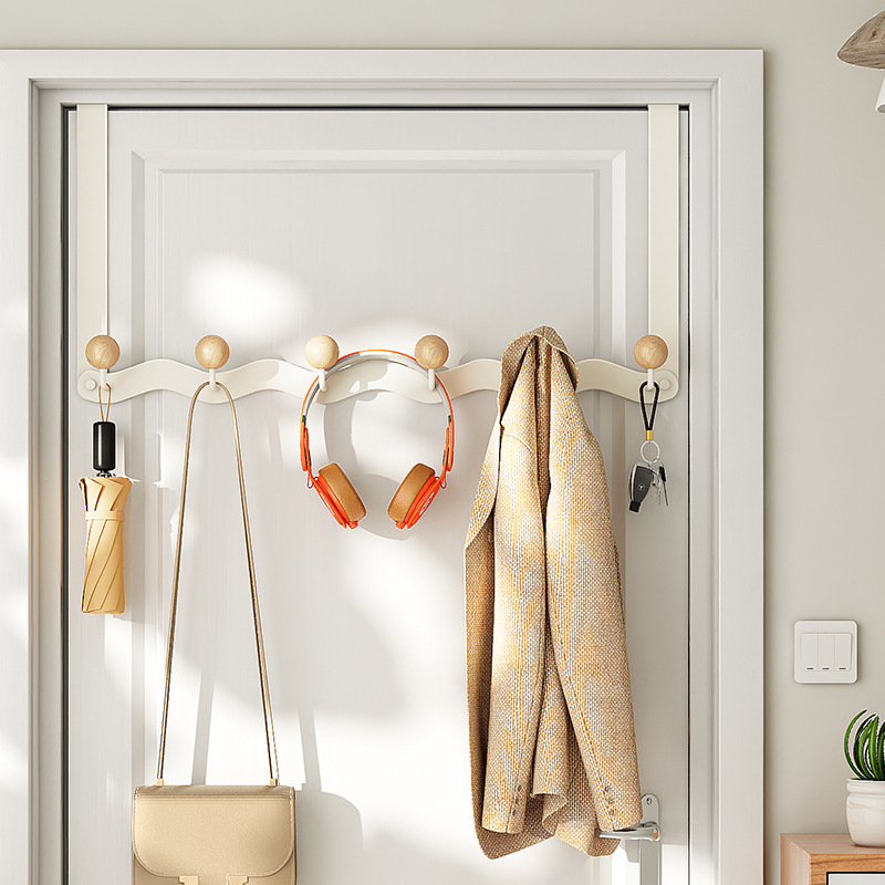 Ganchos detrás de la puerta, colgadores de ropa, colgadores de dormitorio, colgadores de pared, sin perforación en la pared, potente artefacto de almacenamiento de baño