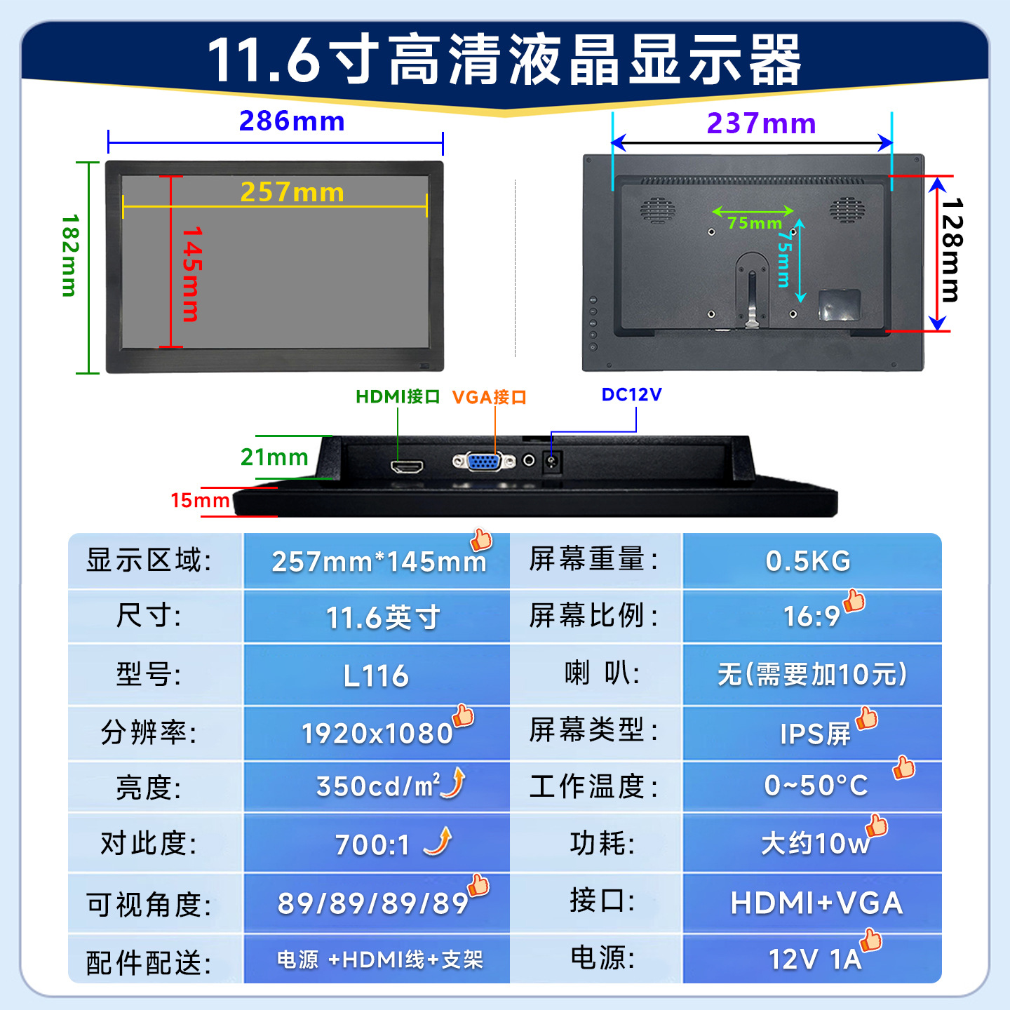 Touch Monitor 7/8/9/10/11/13/15/19/ 21inch Car Monitor Lcd Portable Display