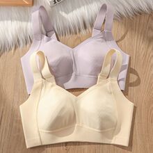 大胸显小无痕内衣女薄款全罩杯收副乳防下垂无钢圈调整型大码文胸
