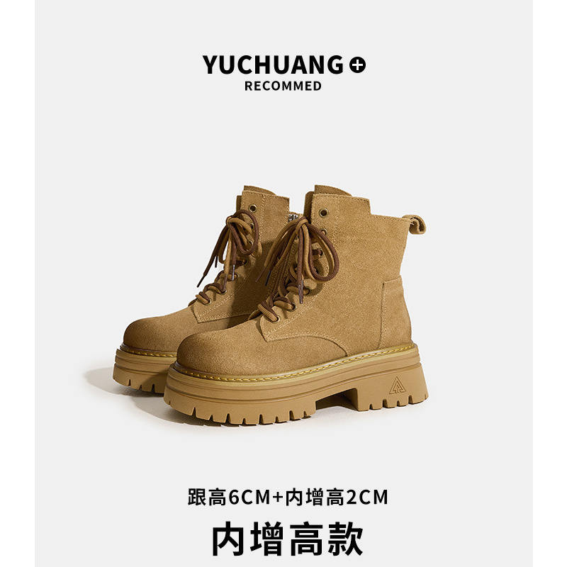 Cow Suede Boots for Women Autum New Outdoor Hiking and Mountaineering Rhubarb Boots Genuine Leather Work Boots for Women in Stock