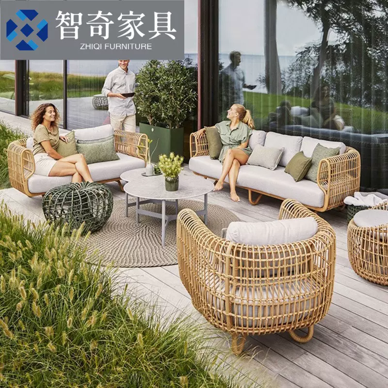 户外藤编沙发东南亚风印尼室外沙发组合别墅酒店阳台休闲藤椅家具