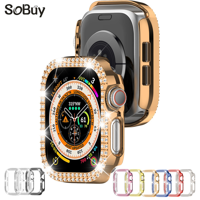 For Apple Watch 10 Diamond Case Apple Watch Case iWatch9 Frame Transparent One-piece Case