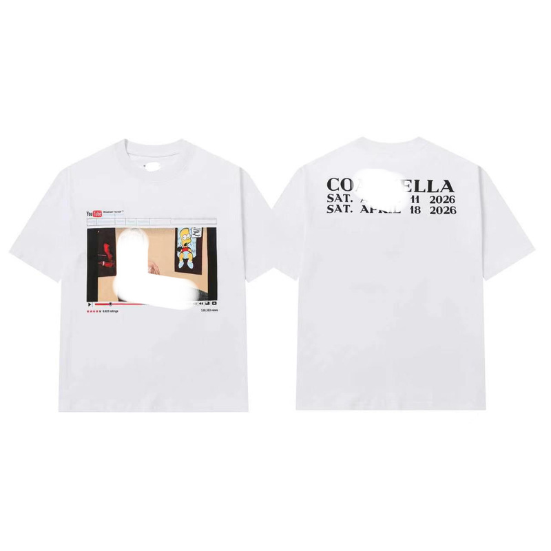 Cross-Border High-Quality Bieber-Style Short-Sleeved T-Shirt Skylr Brand New Limited Edition Cultural Shirt from the Coachella Music Festival Cross-Border High-Quality Bieber-Style Short-Sleeved T-Shirt Skylr Brand New Limited Edition Cultural Shirt from the Coachella Music Festival