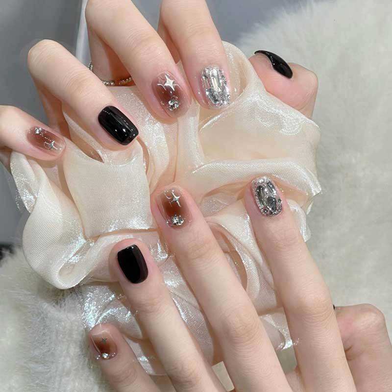 Yiyi Dance Champagne Diamante Gato Eye Armadura de desgaste Lujo ligero Flash Pegatinas de uñas Otoño/Invierno Todo-fósforo Live Explosión