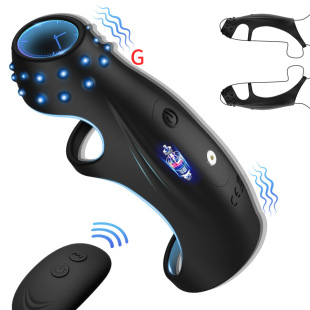 Clay three-ring remote control vibration silicone JJ lock ring men's charging block ring adult sex products fun wholesale
