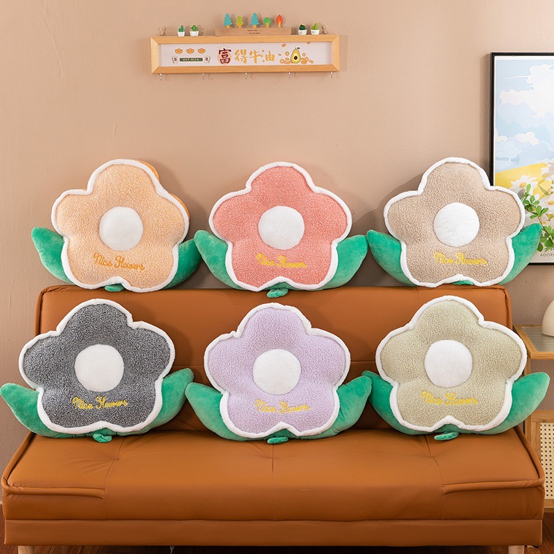 ins风花朵抱枕可爱坐垫沙发毛绒靠垫小雏菊太阳花四种款式可选