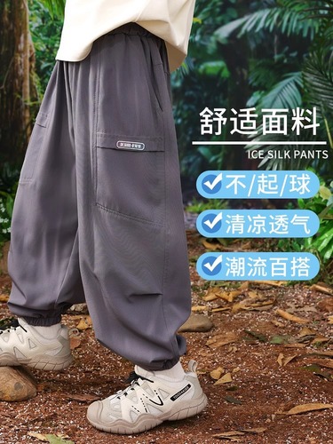 Children's Ice Silk Mosquito-Proof Casual Pants Summer 2025 New Kids Quick-Dry Sport Long Pants Big Kids Summer Outfit Boys