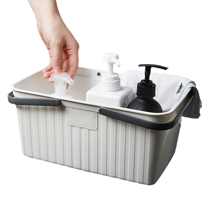 Cesta de baño cuadrada portátil de plástico cesta de almacenamiento de baño cesta de almacenamiento de artículos diversos cesta de lavado cesta de baño