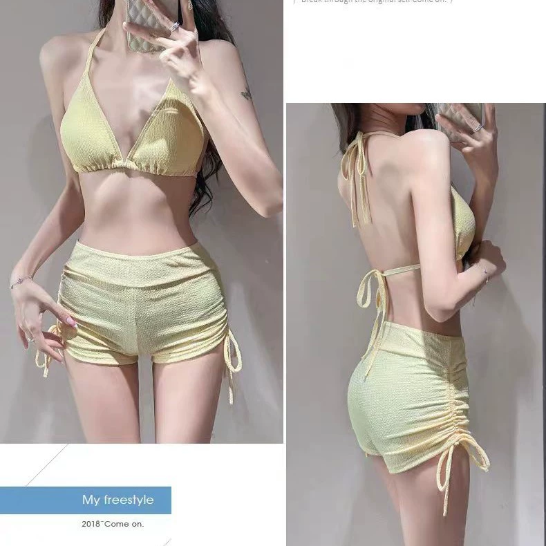 Split swimwear, set, 3 piece set, bright catchy style, oversize