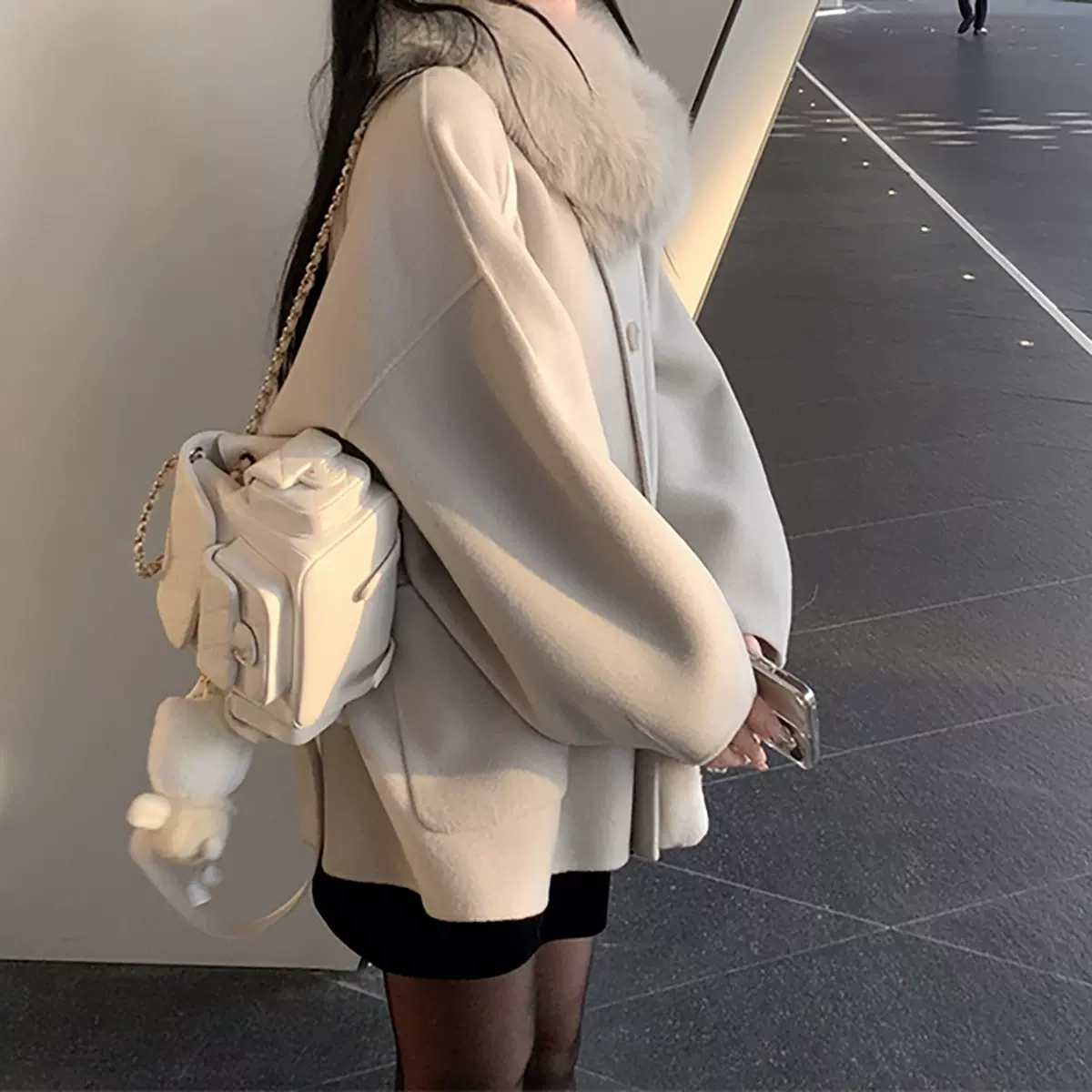 蝴蝶大衣 毛大衣 高级感呢子外套气质上衣