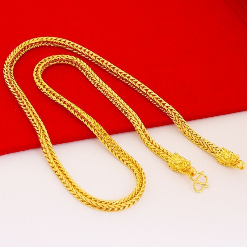 Protection Talisman Jewelry New Square Fox Tail Dragon Head Rich Gold Necklace Cross-Border Gold-Plated European And American Fashion Trendy Men's_voghion.com
