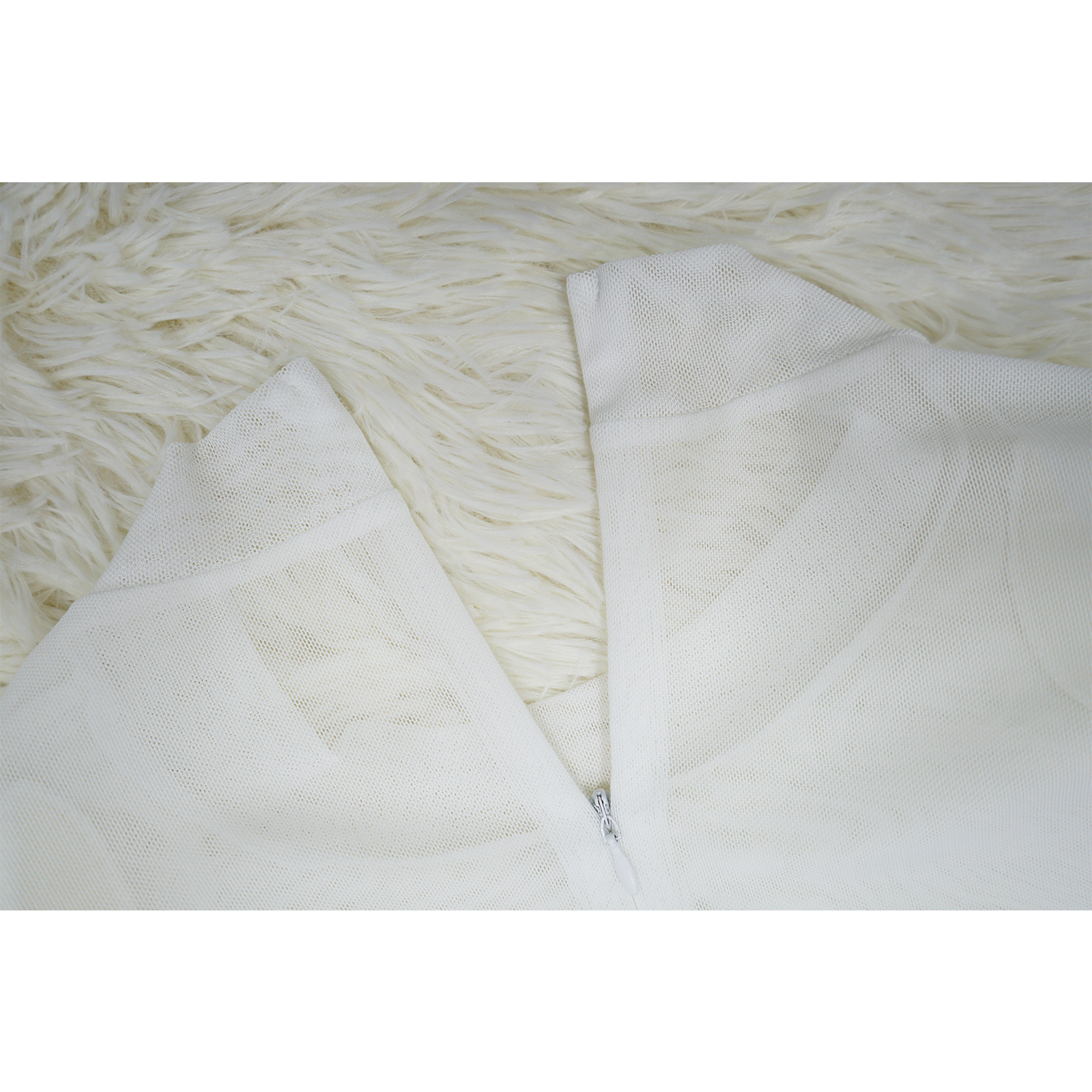 Women Mesh Stitching See-through Patch Waist Dress 10 Women Mesh Stitching See-through Patch Waist Dress