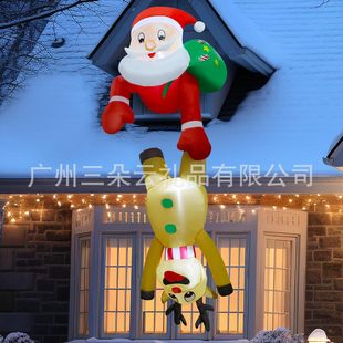 Cross-Border Christmas Inflatable Santa Claus Pulling Elk Inflatable Led Light Luminous Decoration Outdoor Courtyard Ornaments