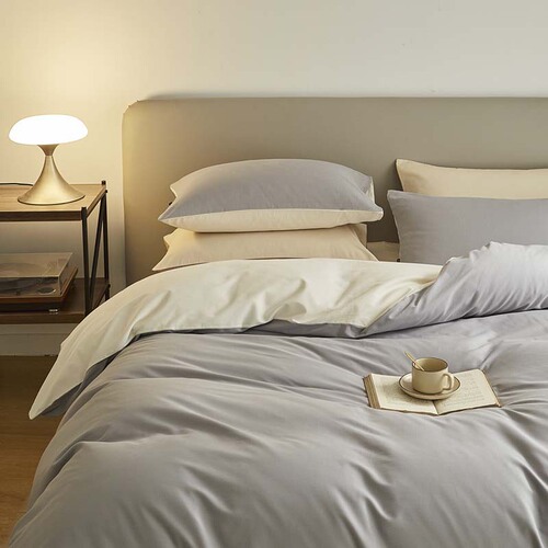 Class A solid color double spelled spring and autumn 100-count plain ceramic light brushed four-piece set long-staple cotton pure cotton quilt cover three