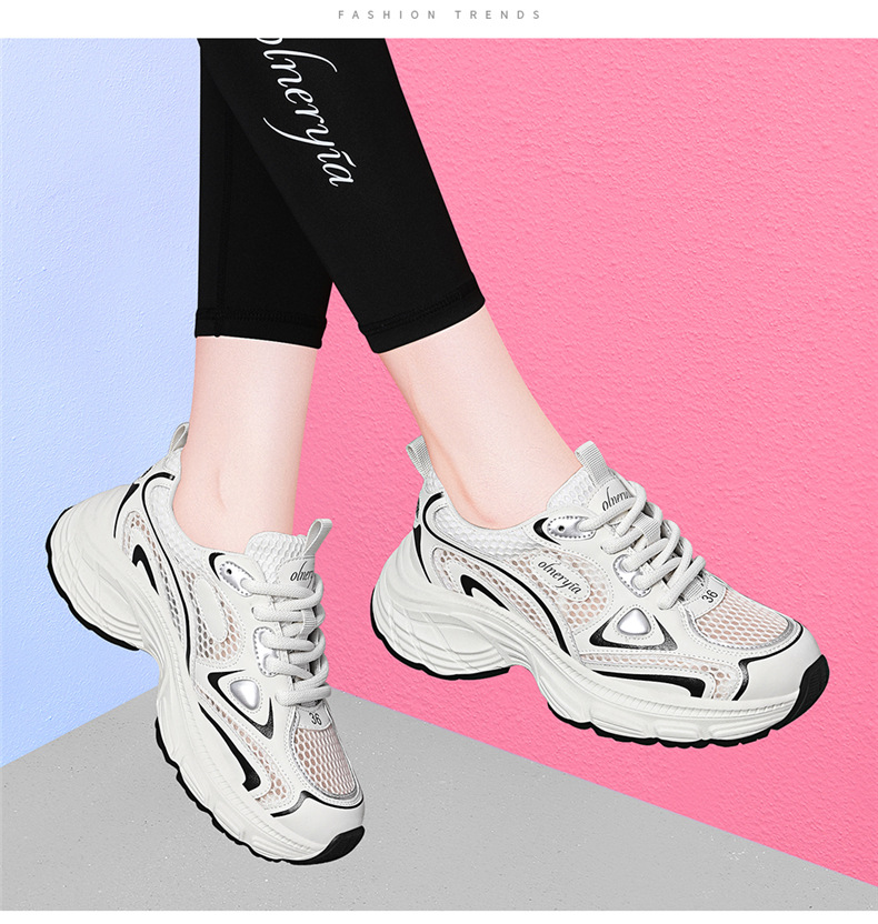 Giày sneaker nữ đế dày da thật thoáng khí tăng chiều cao mùa xuân hè 2025 — JST 7009-1 xám xanh (kiểu thoáng khí), JST 7036m đỏ, JST 7150m Purple (kiểu thoáng khí), JST 7142m bạc (kiểu thoáng khí) chi tiết 11