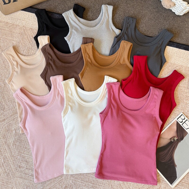 6812 # Versatile Brushed Velvet Sleeveless Vest with Breast Pads, Autumn and Winter Slimming Inner Layering Warm Top 6812 # Versatile Brushed Velvet Sleeveless Vest with Breast Pads, Autumn and Winter Slimming Inner Layering Warm Top