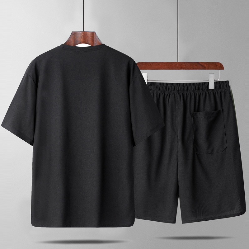 2025 nuevo estilo de verano cóncavo casualidad manga corta moda set transpirable para los hombres estilo general guapo deportivo relajado