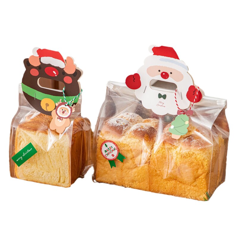 クリスマス包装袋トーストパン袋自封袋透明食品級手提げ袋貝果トースター封袋|undefined