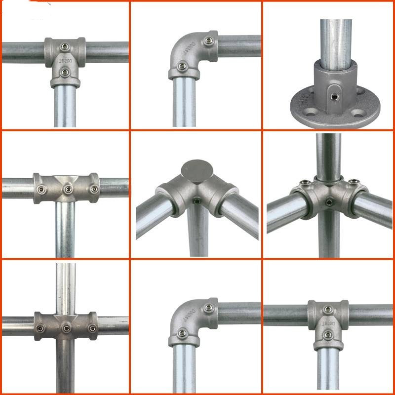 6分钢管连接件25mm镀锌圆管配件铁管架子接头底座弯头三通固定件