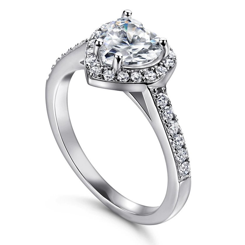 Wedding ring с цирконом в форме сердца, европейский стиль, образец серебро 925, (Physicals), Amazon