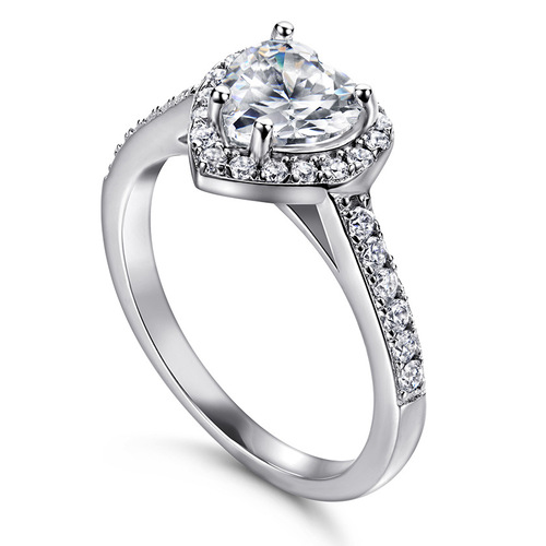 Tonglin European and American simulated diamond ring for women S925 sterling silver inlaid with zircon heart-shaped ring manufacturer Amazon best-selling