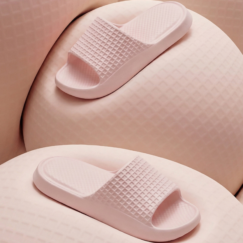 Waffle Pattern Home Slippers for Women, Summer Indoor Soft-Soled Non-Slip Couple's Bathroom Slippers, Lightweight for Outdoor Wear