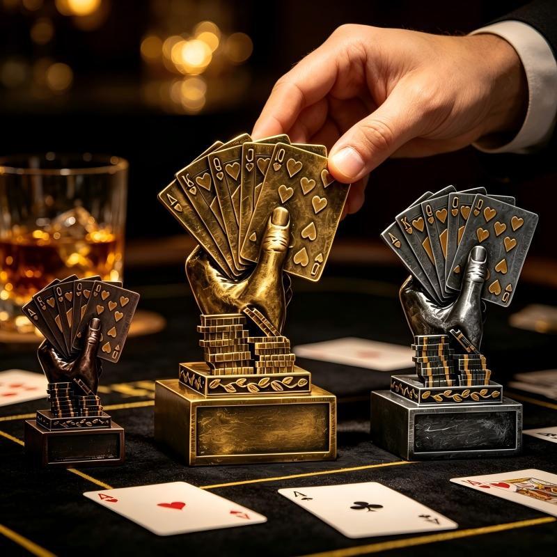Texas poker medalla en forma de mano titular de la medalla de resina material trofeo regalo