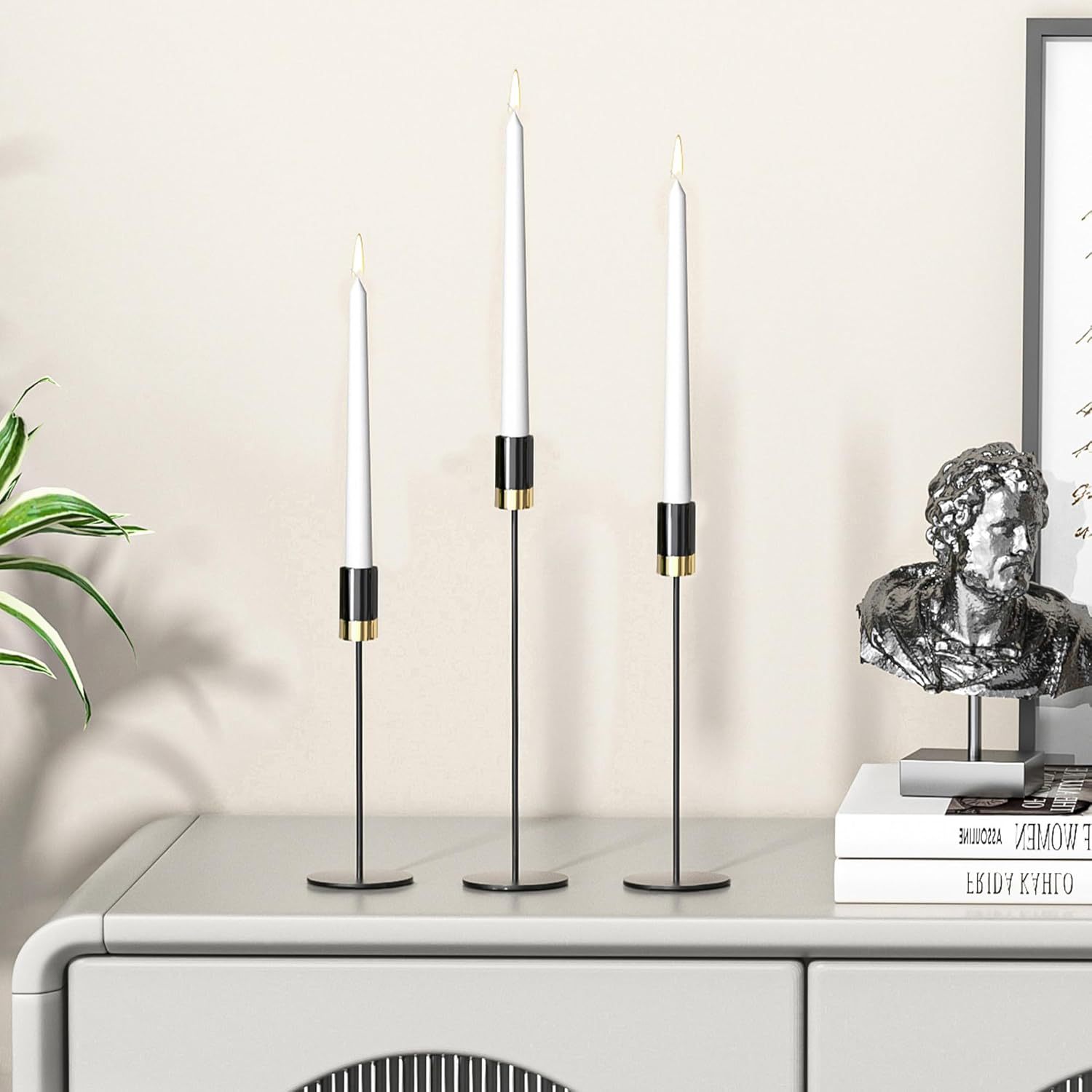 Candelaria de dos colores electrodeposición metálica europea decoración de escritorio vela de cena sala de modelo ventana decoración de propósitos de boda