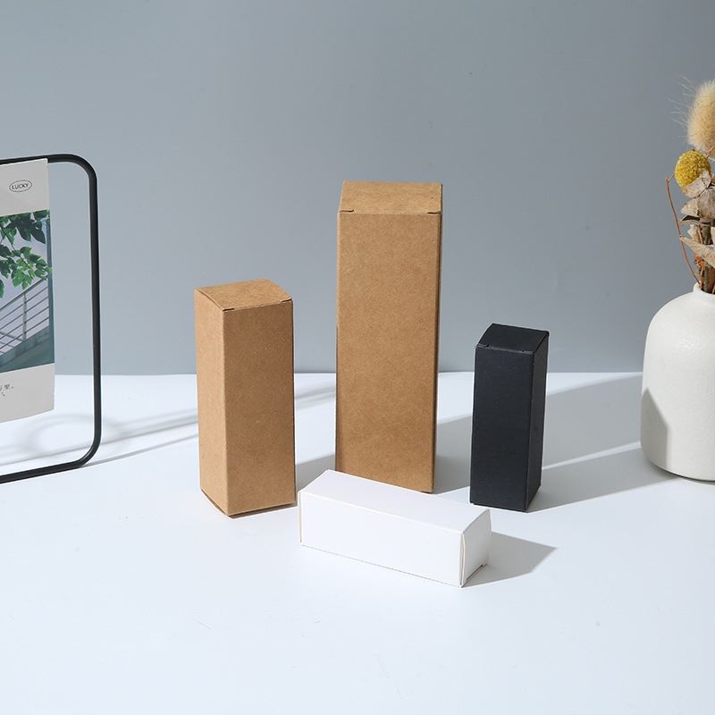 Rectangular Kraft paper packaging box cosmetics skin care products packaging box wholesale thickened black and white card folding carton