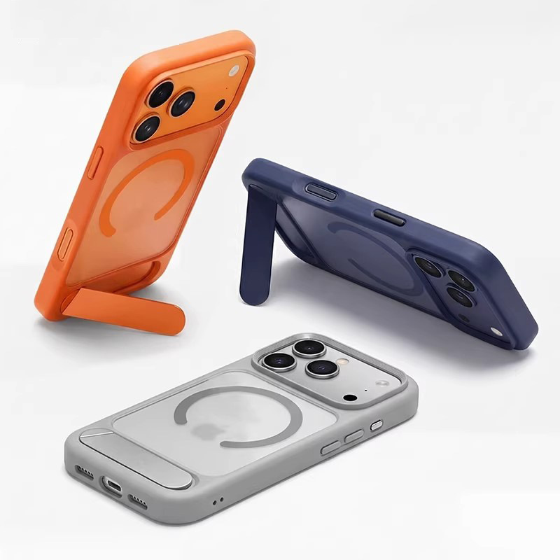 Hidden Folding Stand Iphone17Promax Phone Case with Skin-Like Matte Anti-Slip Finish and Magnetic Protection for Apple 16 Hidden Folding Stand Iphone17Promax Phone Case with Skin-Like Matte Anti-Slip Finish and Magnetic Protection for Apple 16