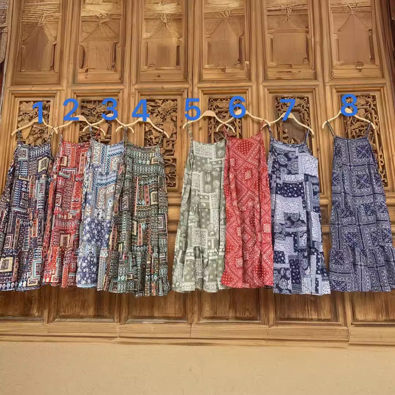 Summer Breathable Comfortable Skirt Cotton Silk Positioning Flower Slip Skirt Yunnan Ethnic Style Printing Western Tour Photographed Style