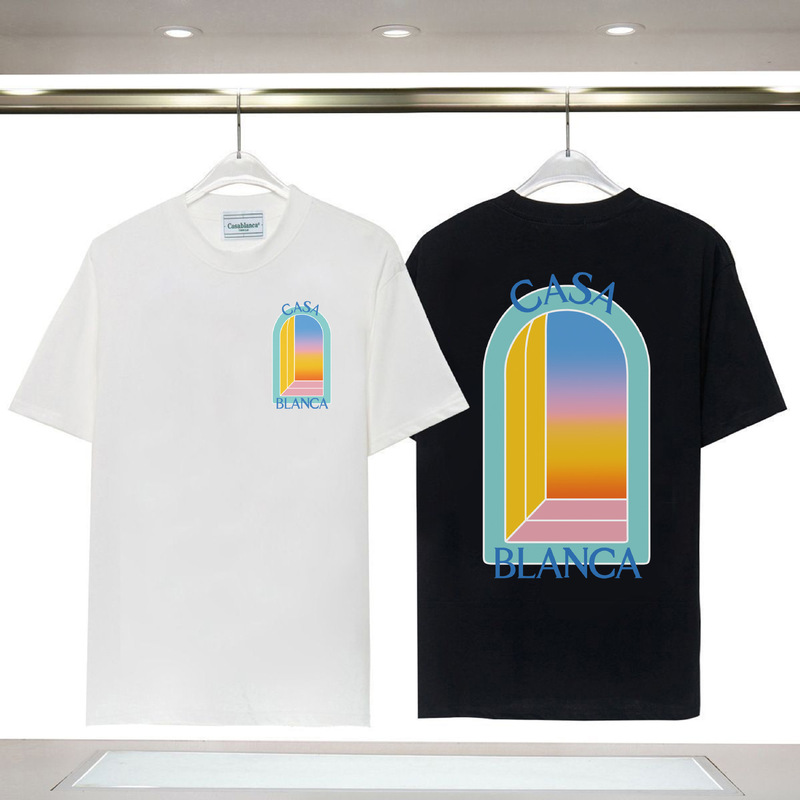 Casablanca printed T-shirt, American style trendy brand, loose fit, heavy weight 280g, pure cotton, short sleeve, men's style Casablanca printed T-shirt, American style trendy brand, loose fit, heavy weight 280g, pure cotton, short sleeve, men's style