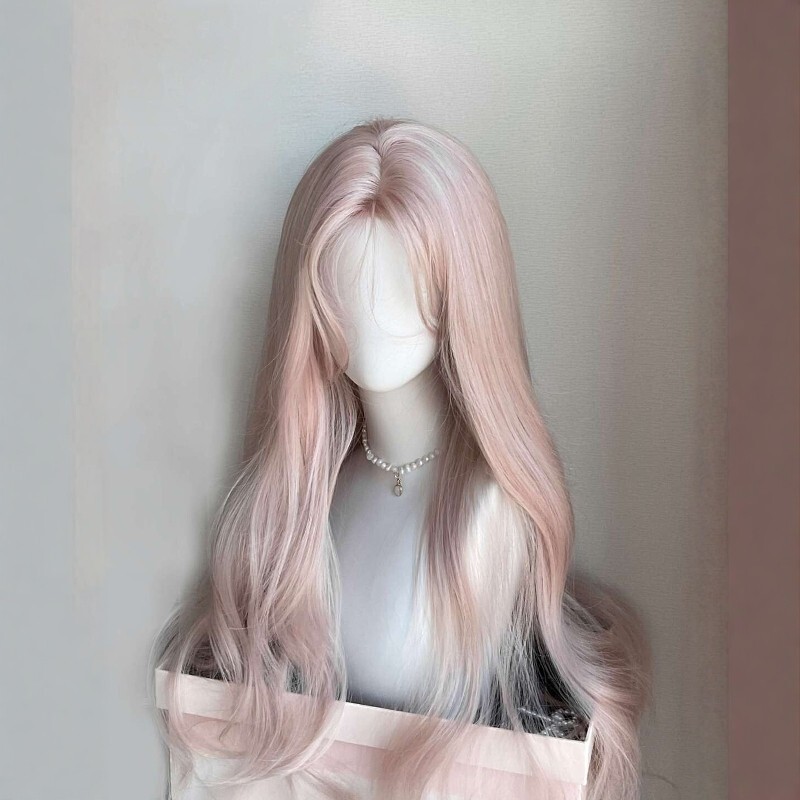 Full Head Wig for Women, Pink Big Wave Lace Front Style, Middle Part Long Curly Hair Wig Full Head Wig for Women, Pink Big Wave Lace Front Style, Middle Part Long Curly Hair Wig