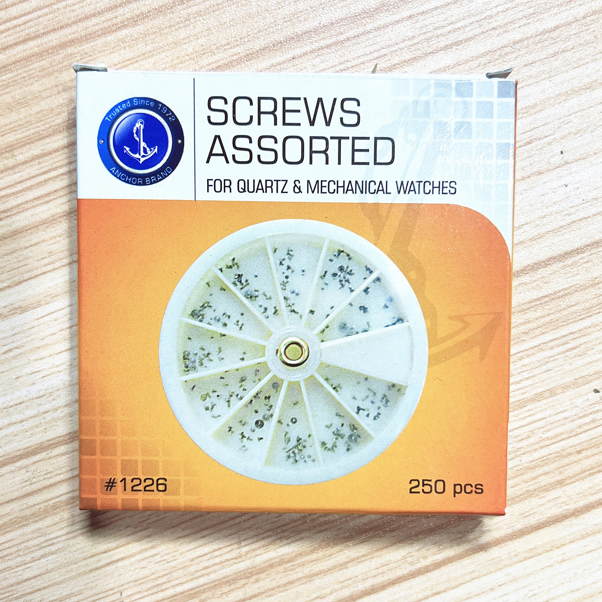 手表配件 印度一字螺丝套装圆盒 混合尺寸机芯螺丝250粒 手表螺丝