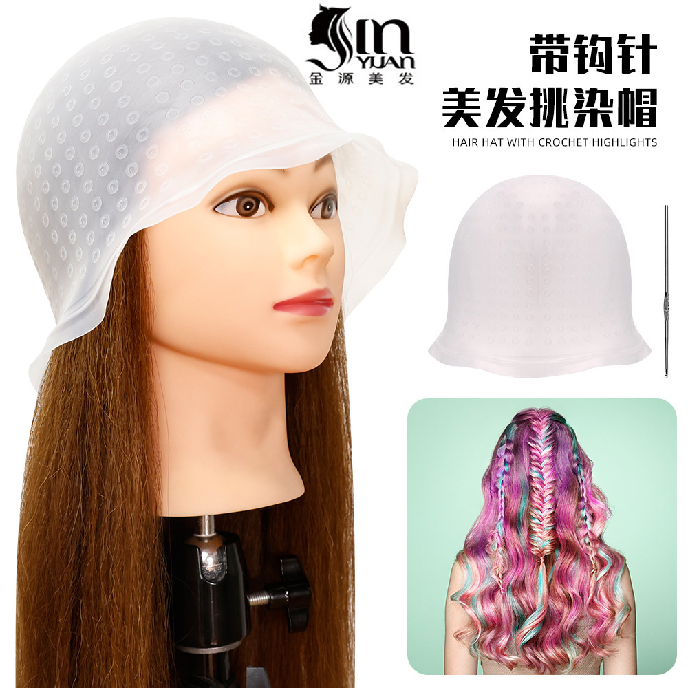 Suministro directo de fábrica de silicona color picking Cap con aguja color picking cabello teñido sombrero simple peluquería herramientas de silicona cabello teñido cap al por mayor