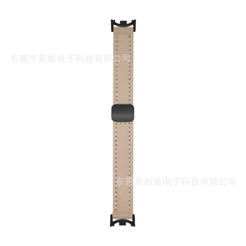 新款皮质牛纹磁吸扣适用小米10手环表带高级感小米手环8/9现货发|undefined