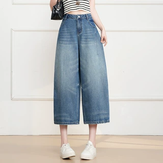 美式直筒牛仔裤女2026年夏季薄款设计感宽松显瘦潮流松弛感八分裤