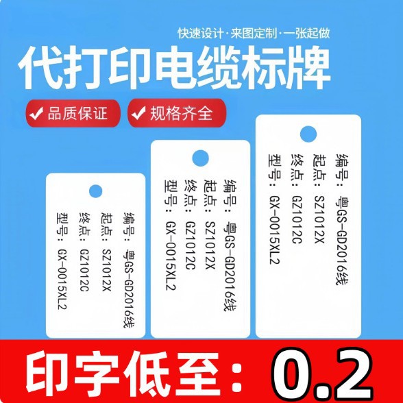 PVC电缆标牌32*68mm 标牌机空白可打印电缆挂牌 号牌铭牌