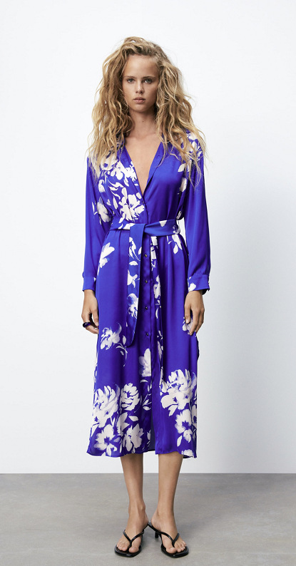 satin high waist flower printed shirt long dress Nihaostyles wholesale clothing vendor NSAM74147