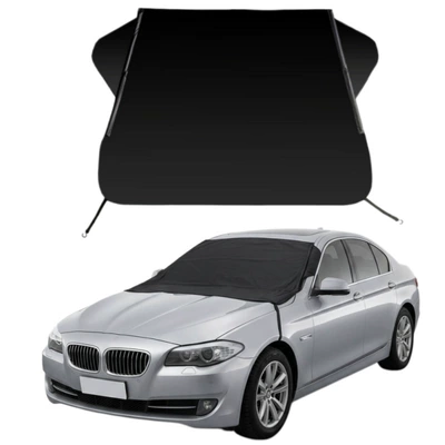 420D Oxford cloth car snow cover with windproof hook and support rod for front windshield, anti-freeze and anti-frost (Car snow shield) - car-snow-cover-420d-oxford-with-support-poles-large-size-165125120