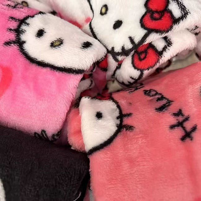 Фланелевые пижамные штаны с рисунком кота КТ, толстые женские осенне-зимние теплые домашние повседневные брюки на флисовой подкладке, Hello Kitty, можно носить и на улице