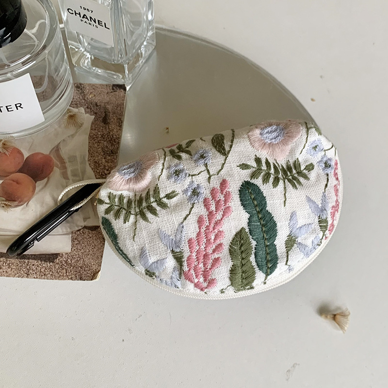 ヘビー刺繍ヘッドフォンバッグ収納カバー AirPodspro2 ヘッドフォン保護バッグ口紅バッグキーバッグ小銭入れ|undefined