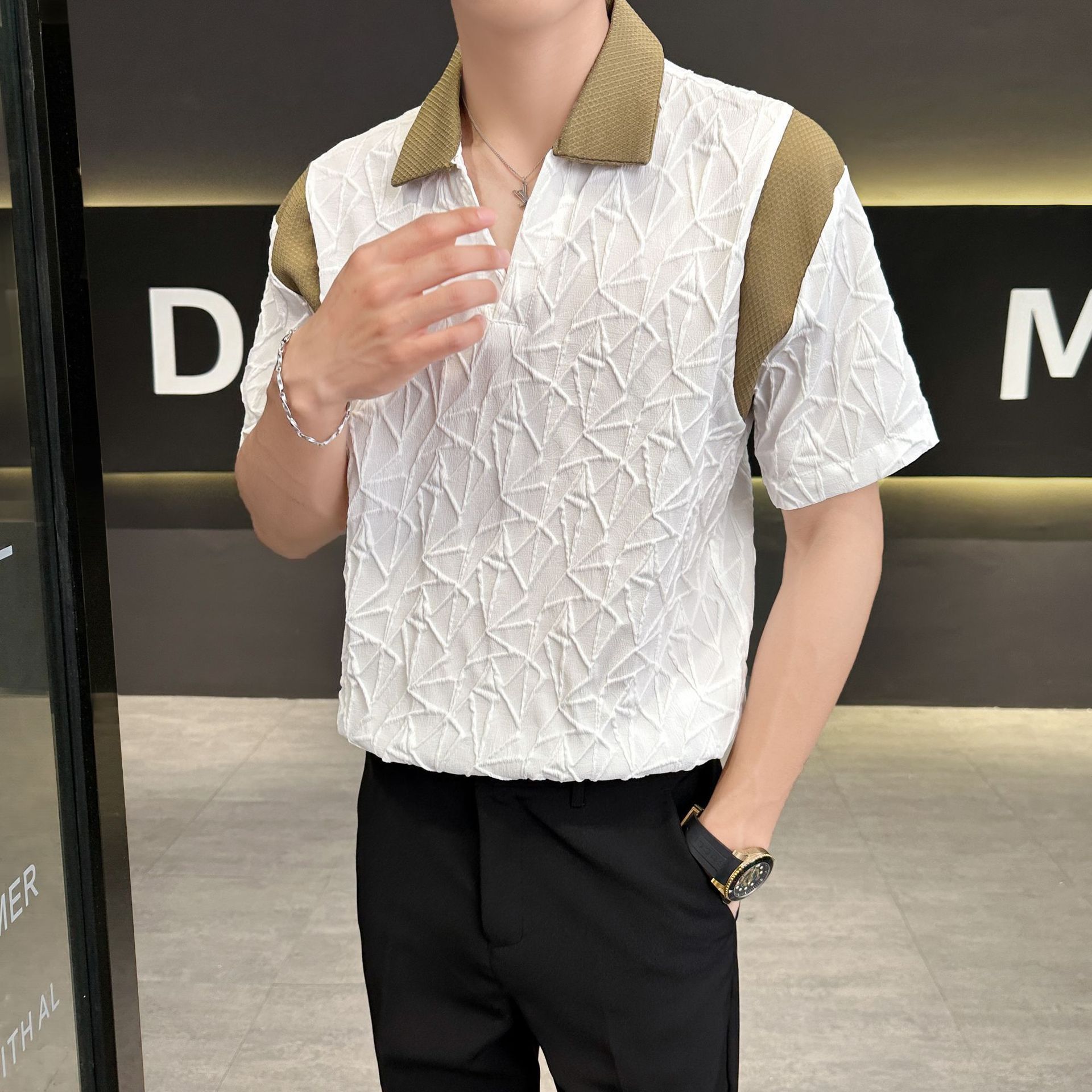 Polo homme été manches courtes tendance coupe ample confortable_voghion.com