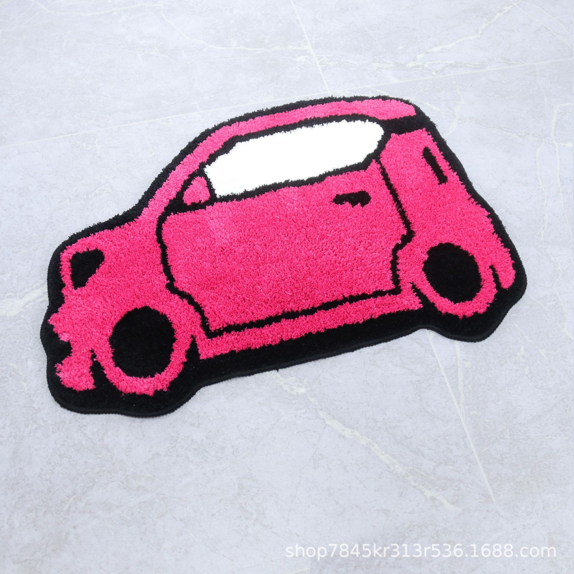 Big Mouth Monkey Children's Car Floor Mat Non-Slip Carpet Polyester Fiber Woven Cartoon Car Deep Pink