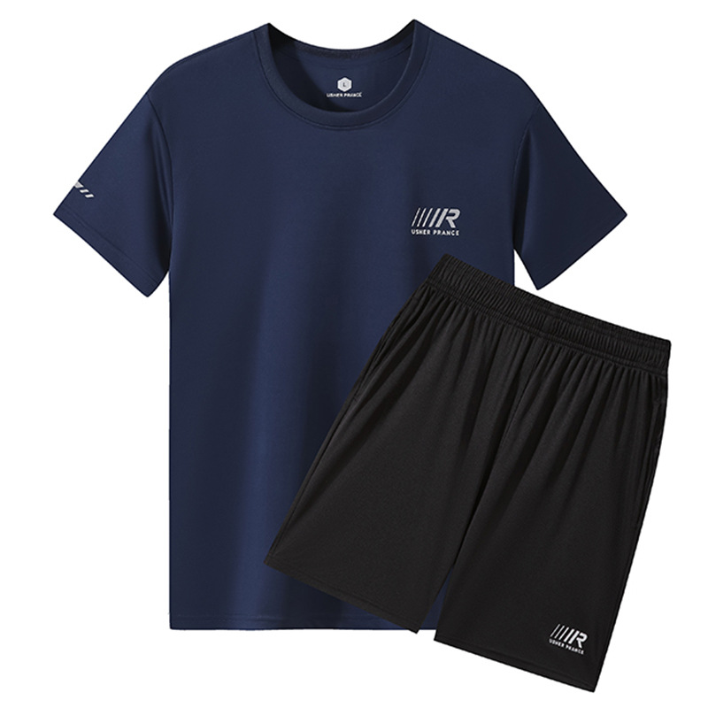 Trajes deportivos casuales de verano, trajes de fitness para hombres, ropa de secado rápido, ropa de entrenamiento de fútbol casual, pantalones cortos de mangas cortas