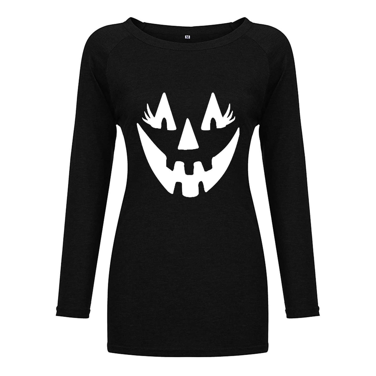 Mujeres Playeras Manga Larga Camisetas Impresión Moda Calabaza Mueca display picture 6